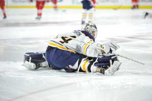 14 Oct 2014 during the NHL game between the Buffalo Sabres and the Carolina Hurricanes at the PNC Arena in Raleigh, NC. Buffalo defeated Carolina in a shootout 4 - 3. (Inside Hockey/Greg Thompson)