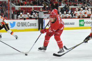 10 Nov 2014 Carolina Hurricanes Left Wing Jeff Skinner (53) [7896] skates with the puck during the first period of the game between the Calgary Flames and the Carolina Hurricanes at the PNC Arena in Raleigh, NC. Carolina defeated Calgary 4-1.