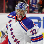 NHL 2015 - Sept 22 - NYR vs PHI - Goalie Antti Raanta (#32) of the New York Rangers